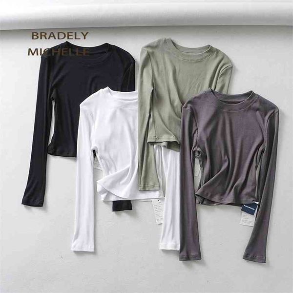 bradely michelle summer women o-neck long-sleeve t-shirt slim elastic cotton crop 210322, White
bradely michelle summer women o-neck long-sleeve t-shirt slim elastic cotton crop 210322, White