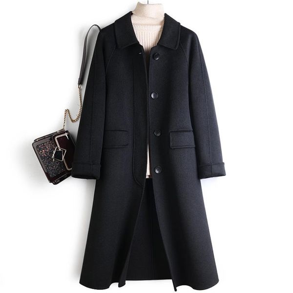 fashion hand-sewn double-sided wool solid color straight single-breasted mid-length woolen coat for women b157 women's & blends, Black
fashion hand-sewn double-sided wool solid color straight single-breasted mid-length woolen coat for women b157 women's & blends, Black