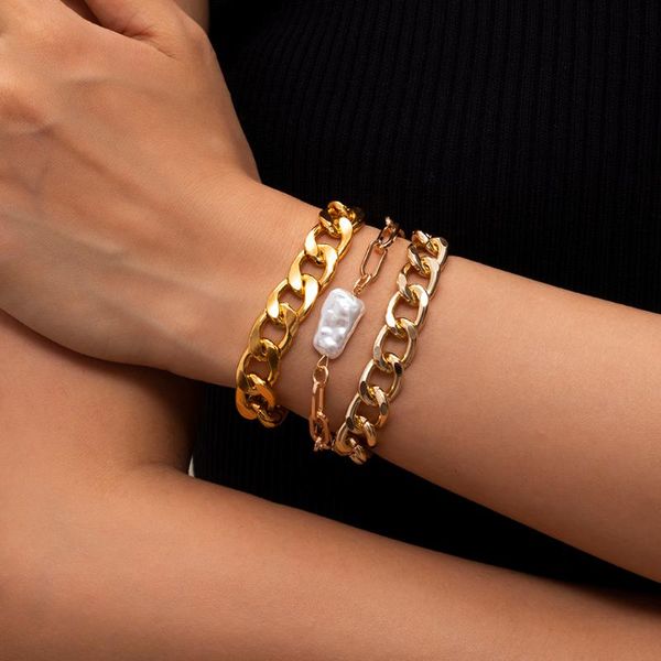 link, chain ingemark steampunk cuban bracelet for women miami boho thick gold color imitation pearl aesthetics couple jewelry, Black
link, chain ingemark steampunk cuban bracelet for women miami boho thick gold color imitation pearl aesthetics couple jewelry, Black