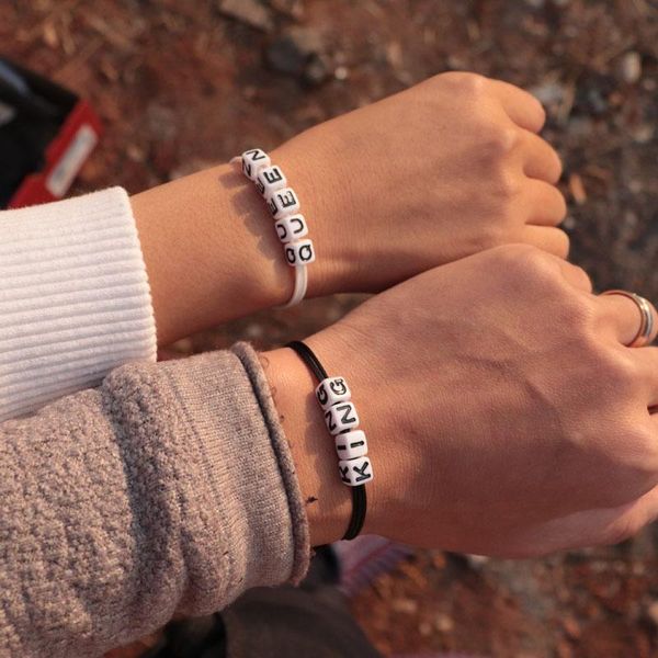 charm bracelets 2 pcs/set hand braided king queen couple bracelet black white paired braclets for lovers armband jewelry accessories, Golden;silver
charm bracelets 2 pcs/set hand braided king queen couple bracelet black white paired braclets for lovers armband jewelry accessories, Golden;silver
