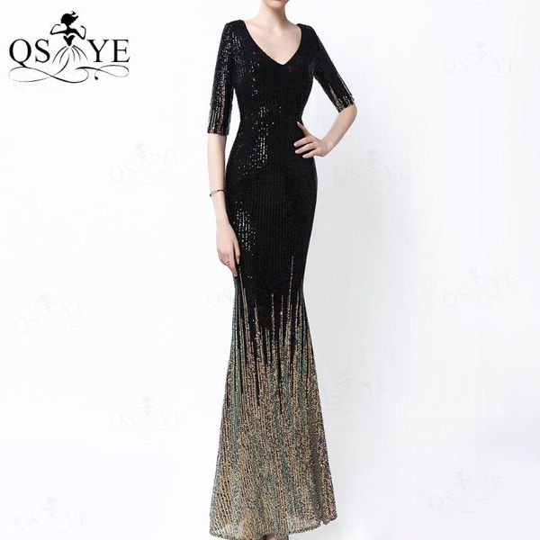 party dresses fading black evening long sleeves prom gown v neck sequin dress mermaid formal women vestido, White;black
party dresses fading black evening long sleeves prom gown v neck sequin dress mermaid formal women vestido, White;black