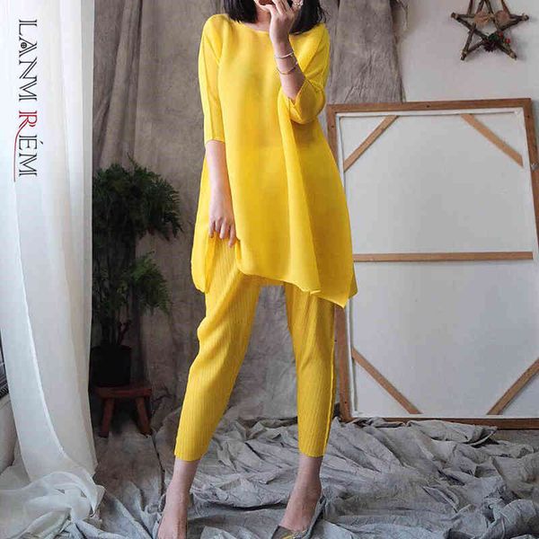 women's pleated set yellow large size round neck three-quarter sleeves shirt with fashion pants two-piece summer 2e1115 210507, White
women's pleated set yellow large size round neck three-quarter sleeves shirt with fashion pants two-piece summer 2e1115 210507, White