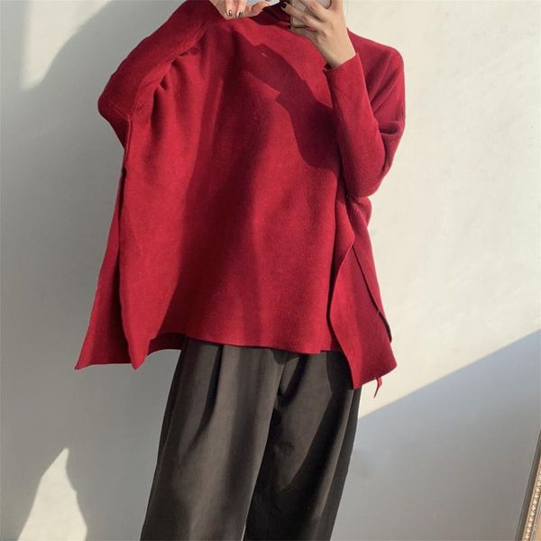 women's sweaters spring and autumn casual solid color high-neck long-sleeved loose sweater, White;black
women's sweaters spring and autumn casual solid color high-neck long-sleeved loose sweater, White;black