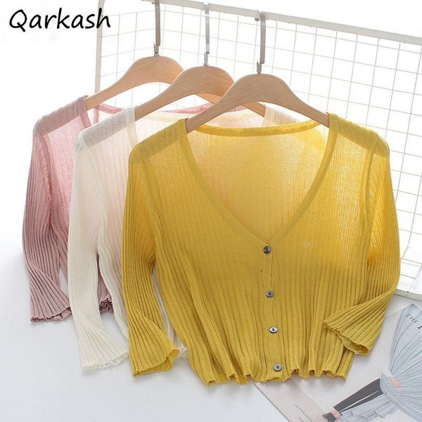 women's knits & tees cardigan women v-neck summer sun-proof thin breathable solid single breasted transparent leisure vintage femme sim, White
women's knits & tees cardigan women v-neck summer sun-proof thin breathable solid single breasted transparent leisure vintage femme sim, White