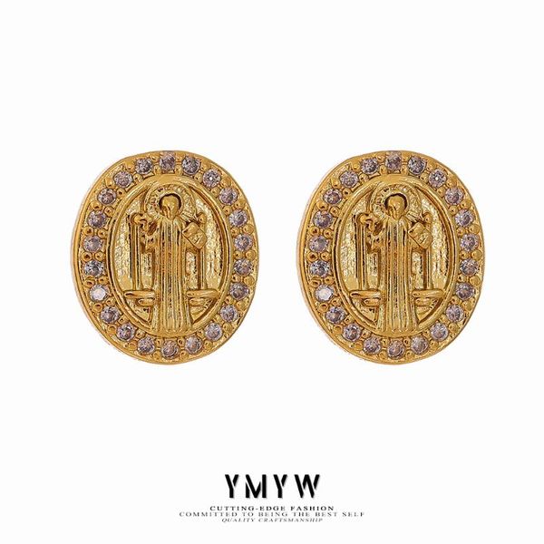stud ymyw portrait earrings texture metal gold color copper white cubic zirconia jewelry for women anniversary gift, Golden;silver
stud ymyw portrait earrings texture metal gold color copper white cubic zirconia jewelry for women anniversary gift, Golden;silver