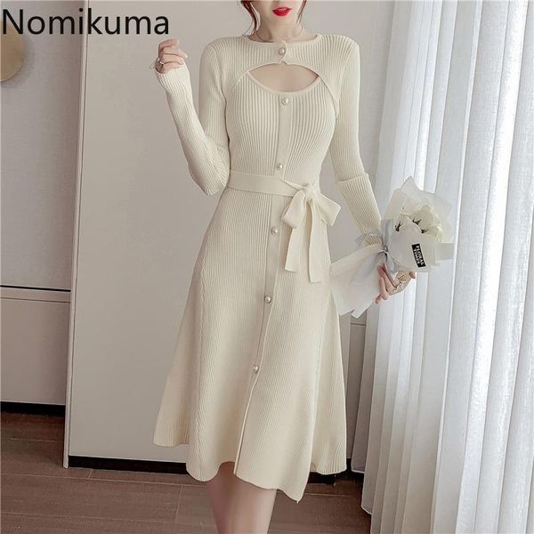 nomikuma elegant knitted dress women fake two piece hollow out long sleeve slim waist dresses single breasted vestidos 3d526 casual, Black;gray
nomikuma elegant knitted dress women fake two piece hollow out long sleeve slim waist dresses single breasted vestidos 3d526 casual, Black;gray