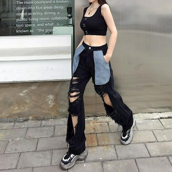 women's jeans superaen european 2021 spring and summer holes pockets streetwear women wide-legged casual, Blue
women's jeans superaen european 2021 spring and summer holes pockets streetwear women wide-legged casual, Blue