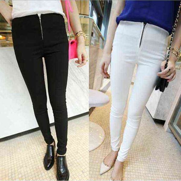 women's leggings 3023 spring zipper elastic waist slim pencil small leg pants, Black
women's leggings 3023 spring zipper elastic waist slim pencil small leg pants, Black