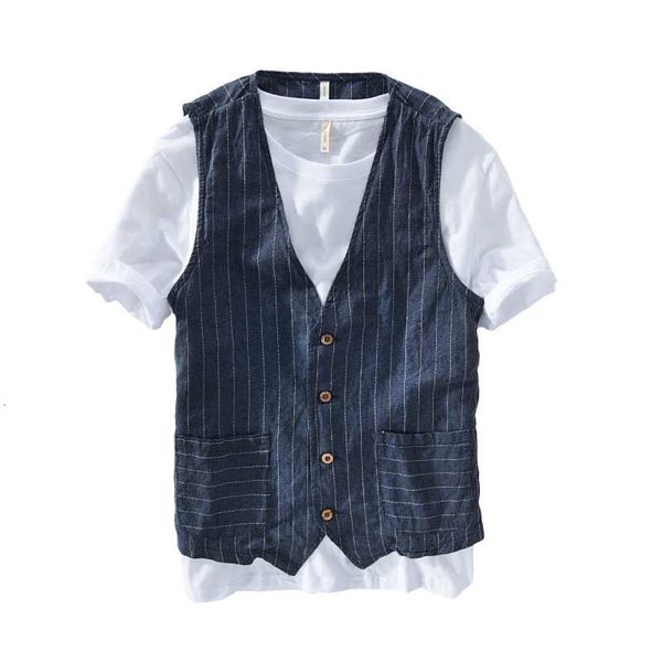 jackets summer linen slimming men casual thin vest sleeveless jacket stripe waistcoat male clothing plus size s-5xl 6xl 7xl, Black;brown
jackets summer linen slimming men casual thin vest sleeveless jacket stripe waistcoat male clothing plus size s-5xl 6xl 7xl, Black;brown