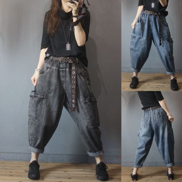 and artistic old cowboy pants women's autumn fat mm large high waist thin loose casual radish, Blue
and artistic old cowboy pants women's autumn fat mm large high waist thin loose casual radish, Blue