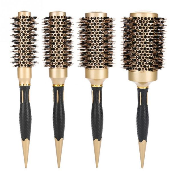 sizes hair brush comb round anti-static curly natural bristle aluminum handle styling hairdress tool brushes, Silver
sizes hair brush comb round anti-static curly natural bristle aluminum handle styling hairdress tool brushes, Silver