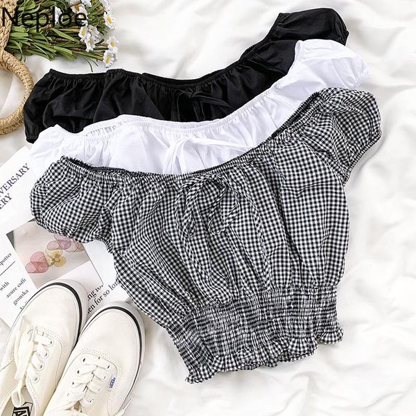 women's blouses & shirts neploe korean plaid short women bow tie slash neck puff sleeve shirt 2021 summer stretch slim waist 4c981, White
women's blouses & shirts neploe korean plaid short women bow tie slash neck puff sleeve shirt 2021 summer stretch slim waist 4c981, White