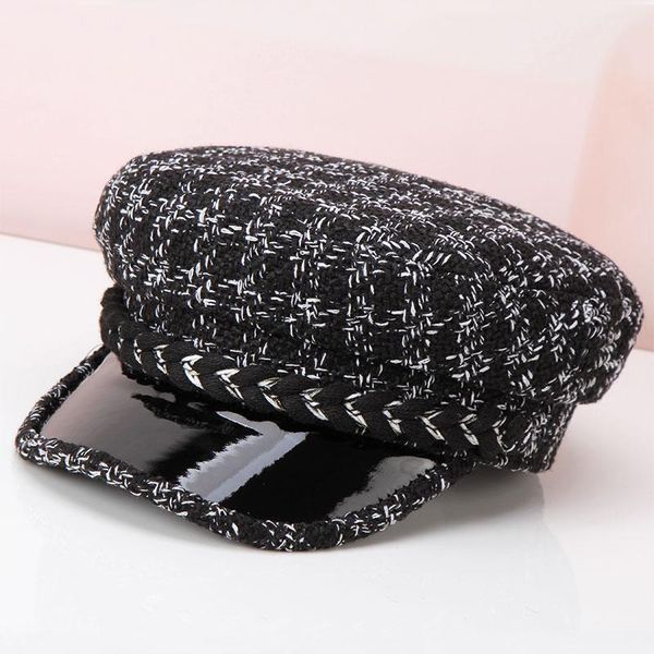 berets h272 black white plaid military hat women european american fashion navy cap autumn winter british retro flat all-match caps, Blue;gray
berets h272 black white plaid military hat women european american fashion navy cap autumn winter british retro flat all-match caps, Blue;gray