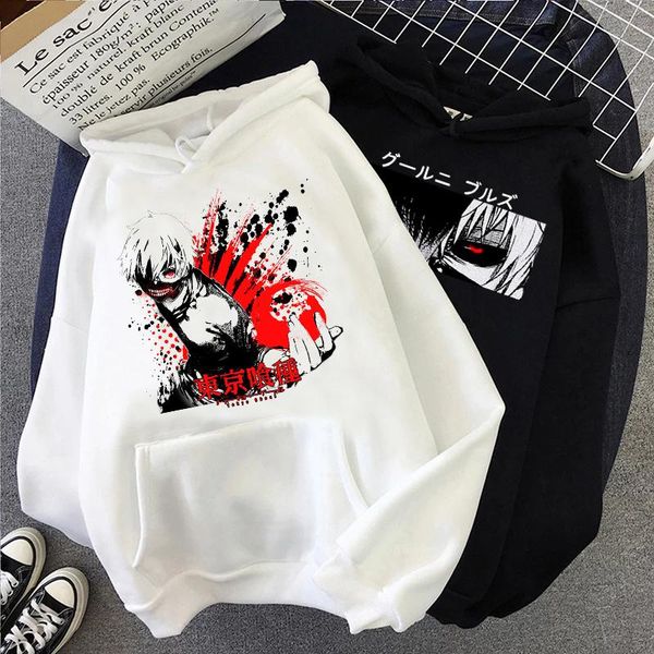 men's hoodies & sweatshirts tokyo ghoul kaneki ken eyes men japanese anime pullovers hoodie hip hop punk streetwear harajuku male, Black