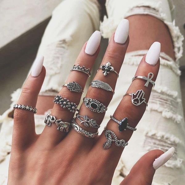 cluster rings 14pcs/set silver color geometry boho set for women girls jewelry accessorie palm elephant snake rose gothic ring jewellery, Golden;silver
cluster rings 14pcs/set silver color geometry boho set for women girls jewelry accessorie palm elephant snake rose gothic ring jewellery, Golden;silver