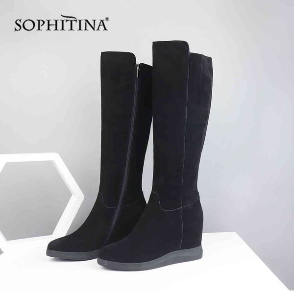 sophitina solid wedge boots cow suede comfortable round toe fashion zipper handmade shoes women's boots po288 210513, Black
sophitina solid wedge boots cow suede comfortable round toe fashion zipper handmade shoes women's boots po288 210513, Black