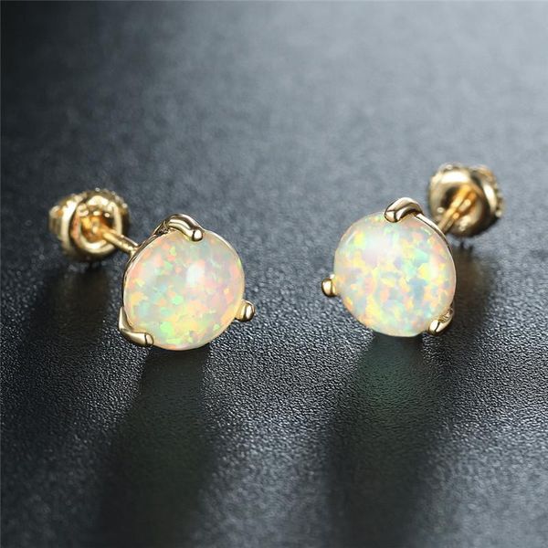 stud female white fire opal earrings classic round small stone screw back fashion gold color wedding for women, Golden;silver
stud female white fire opal earrings classic round small stone screw back fashion gold color wedding for women, Golden;silver
