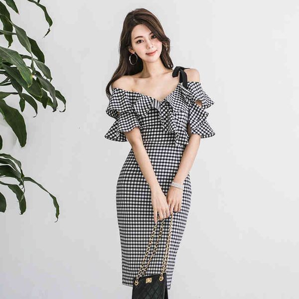 dress Women fashionable stylish ruffles up work style arrived temperament pencil club summer off, Black;gray
dress Women fashionable stylish ruffles up work style arrived temperament pencil club summer off, Black;gray
