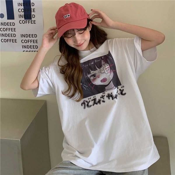 high street dark mourning short women's summer loose cartoon character fried street half sleeve t-shirt fashion, White;black
high street dark mourning short women's summer loose cartoon character fried street half sleeve t-shirt fashion, White;black