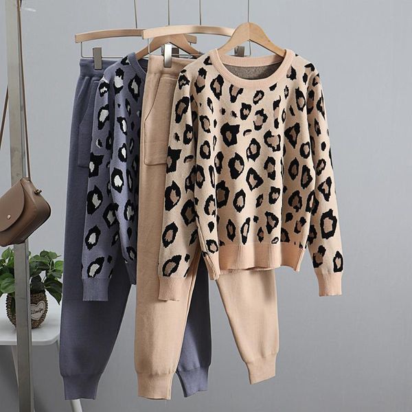 women's two piece pants leopard knitted women sweater costume autumn winter pullovers 2 peice set tracksuits korean sports suits, White
women's two piece pants leopard knitted women sweater costume autumn winter pullovers 2 peice set tracksuits korean sports suits, White