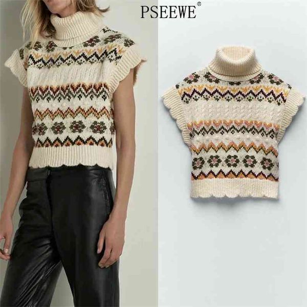 beige turtleneck knitting vest woman sleeveless sweater ruffle vintage jacquard knitted cropped pullover 210519, White;black
beige turtleneck knitting vest woman sleeveless sweater ruffle vintage jacquard knitted cropped pullover 210519, White;black