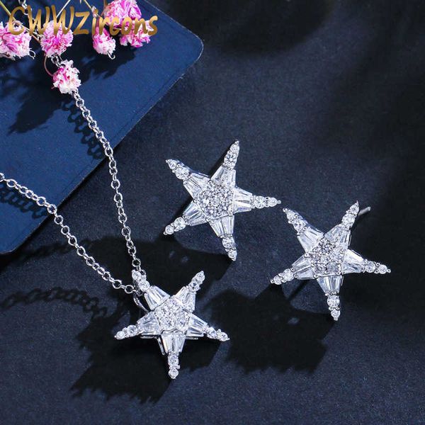 white cubic zircon setting lucky star earring and necklace jewelry sets for women trendy korean style design t175 210714, Silver
white cubic zircon setting lucky star earring and necklace jewelry sets for women trendy korean style design t175 210714, Silver