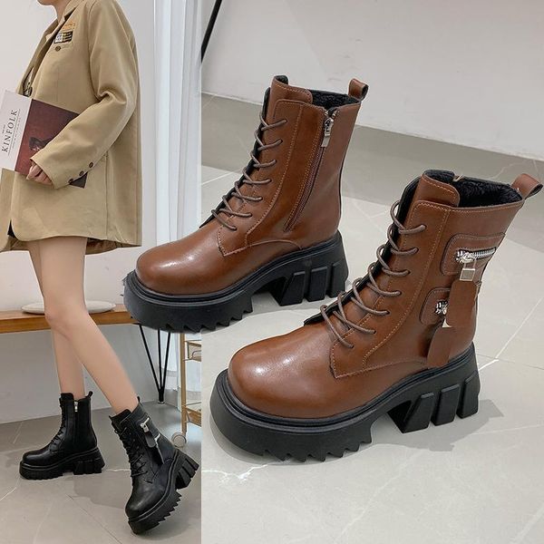 boots 2021 autumn winter ladies fashion platform lace-up all-match round toe women's single, Black
boots 2021 autumn winter ladies fashion platform lace-up all-match round toe women's single, Black