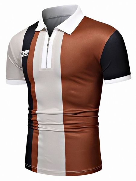 men letter graphic color block polo shirt v16h#, White;black
men letter graphic color block polo shirt v16h#, White;black