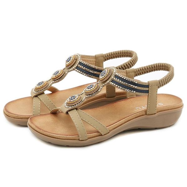 sandals women's summer bohemia wedges shoes studded crystal rome woman beach casual soft elastic band female, Black
sandals women's summer bohemia wedges shoes studded crystal rome woman beach casual soft elastic band female, Black