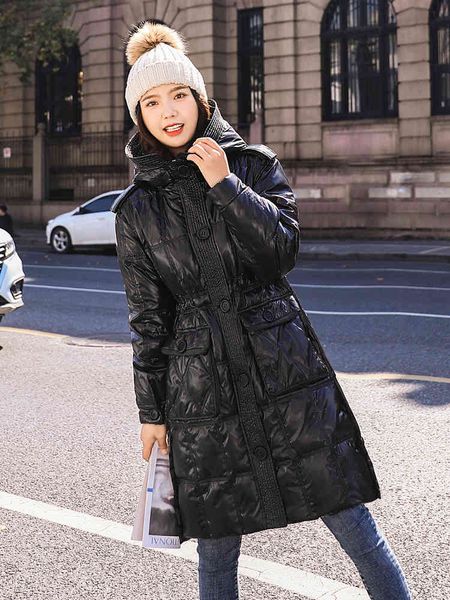 women's parkas down ladies jacket middle and long section 2021 winter bright face wash korean version loose fashion waist closing thick, Black
women's parkas down ladies jacket middle and long section 2021 winter bright face wash korean version loose fashion waist closing thick, Black