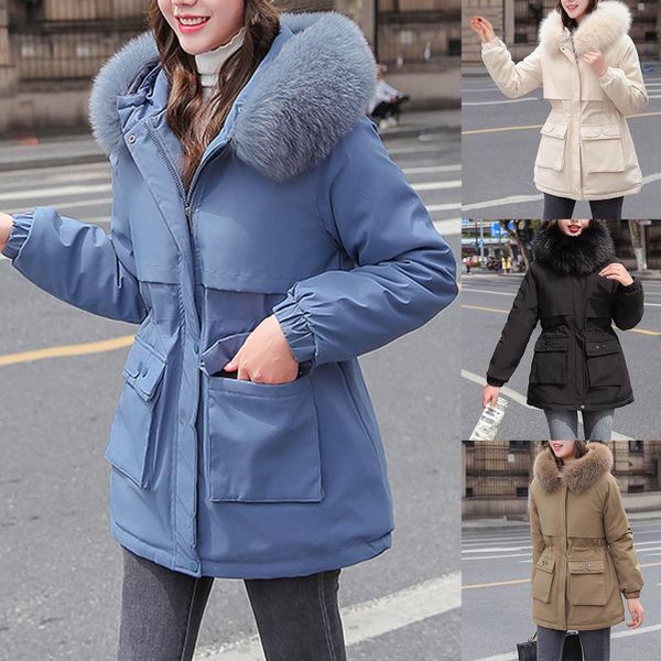 women's wool & blends winter jacket parkas 2022 warm cotton padded clothes large collar thick coat hooded fur jackets, Black
women's wool & blends winter jacket parkas 2022 warm cotton padded clothes large collar thick coat hooded fur jackets, Black