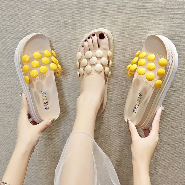slippers 2021 summer transparent female fashion thick sole flat platform shoes woman rivet buckle women slides, Black
slippers 2021 summer transparent female fashion thick sole flat platform shoes woman rivet buckle women slides, Black