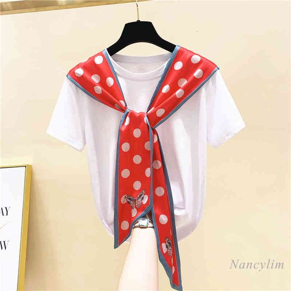 t shirt scarf stitching tied pure cotton loose short sleeve t-shirt female summer girls students tees camisetas de mujer, White
t shirt scarf stitching tied pure cotton loose short sleeve t-shirt female summer girls students tees camisetas de mujer, White