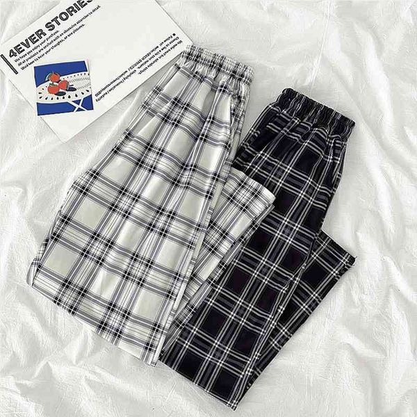 casual elastic waist plaid womens pants wide leg trousers students simple chic trendy all-match harajuku long, Black;white
casual elastic waist plaid womens pants wide leg trousers students simple chic trendy all-match harajuku long, Black;white
