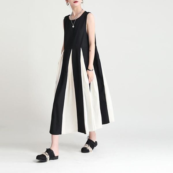 casual dresses inproda women dress patchwork sleeveless summer high waist large hem loose long fashion black ladies 2021, Black;gray
casual dresses inproda women dress patchwork sleeveless summer high waist large hem loose long fashion black ladies 2021, Black;gray