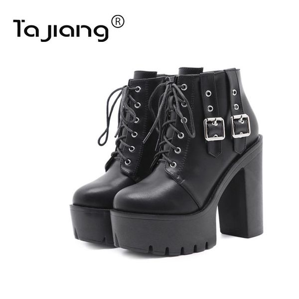 boots ta jiang metal decoration women's ankle shoes leather lace-up high-heel platform short t10-1, Black
boots ta jiang metal decoration women's ankle shoes leather lace-up high-heel platform short t10-1, Black