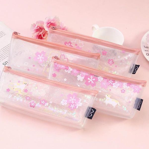 kawaii cherry blossom cat pencil case for girls boys gifts school transparent box korean stationery bags
kawaii cherry blossom cat pencil case for girls boys gifts school transparent box korean stationery bags