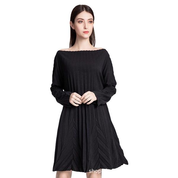 dress summer women's loose plus size word collar long sleeve wrinkles pleated black casual dresses, Black;gray
dress summer women's loose plus size word collar long sleeve wrinkles pleated black casual dresses, Black;gray