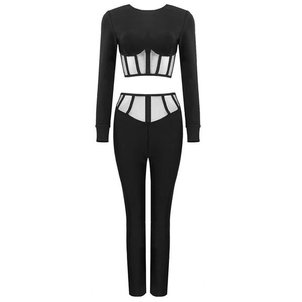 est women winter fashion o neck long sleeve black meshtwo pieces bandage set 2021 celebrity high street women's two piece pants, White
est women winter fashion o neck long sleeve black meshtwo pieces bandage set 2021 celebrity high street women's two piece pants, White