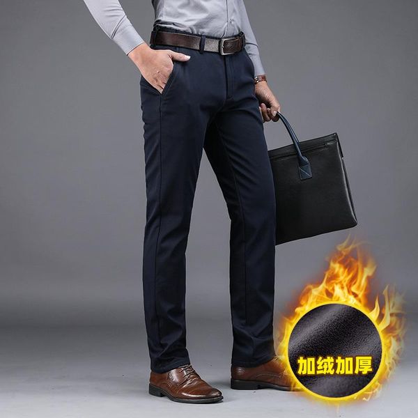 men's pants winter fleece warm men straight work male plus size high grade pure color suit pant business casual long trousers, Black
men's pants winter fleece warm men straight work male plus size high grade pure color suit pant business casual long trousers, Black