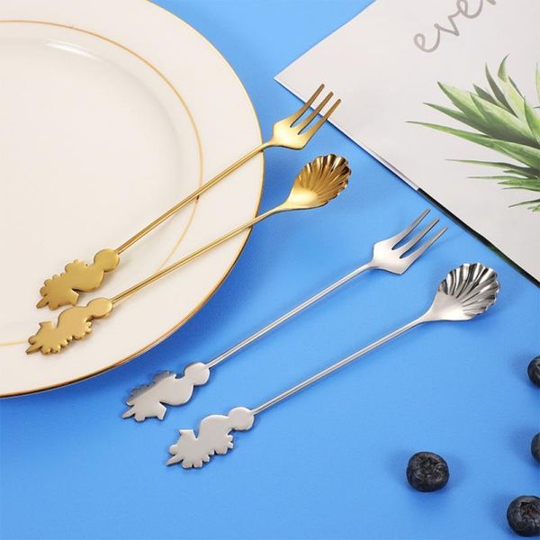 forks 6pcs stainless steel coffee spoon cute creative seahorse fork shell mixing fruit for kitchen tool
forks 6pcs stainless steel coffee spoon cute creative seahorse fork shell mixing fruit for kitchen tool