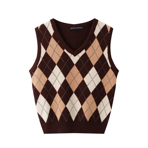 women's vests slim girls bomb arglye sweaters 2021 spring-autumn fashion ladies sweet v-neck knitted vest vintage women chic knitw, Black;white
women's vests slim girls bomb arglye sweaters 2021 spring-autumn fashion ladies sweet v-neck knitted vest vintage women chic knitw, Black;white