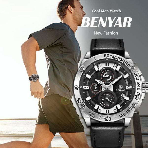 wristwatches benyar 2021 men's watches business/military quartz watch black leather men waterproof chronograph relogio masculino, Slivery;brown
wristwatches benyar 2021 men's watches business/military quartz watch black leather men waterproof chronograph relogio masculino, Slivery;brown