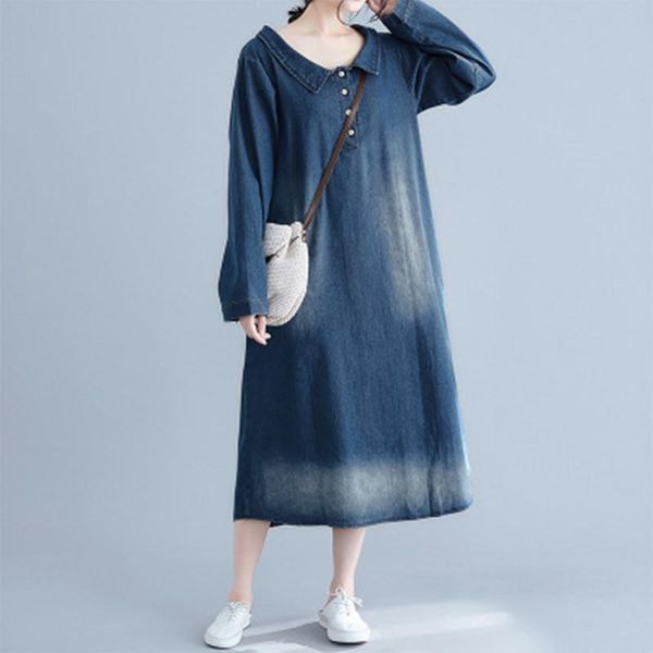 casual dresses long sleeve cotton vintage plus size women loose spring autumn denim shirt dress elegant clothes ladies rb146, Black;gray
casual dresses long sleeve cotton vintage plus size women loose spring autumn denim shirt dress elegant clothes ladies rb146, Black;gray