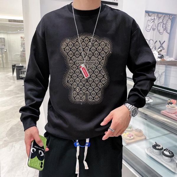 men's hoodies & sweatshirts personality black and white autumn winter chic shiny rhinestone bear pattern exquisite round neck hooded pu
men's hoodies & sweatshirts personality black and white autumn winter chic shiny rhinestone bear pattern exquisite round neck hooded pu