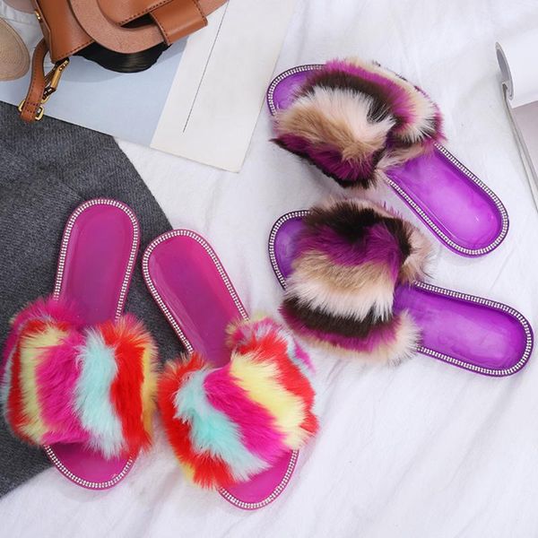 women mixed color fur shoes furry sliders casual slip on sandals rhinestone summer flat jelly slipper outside d30 slippers, Black
women mixed color fur shoes furry sliders casual slip on sandals rhinestone summer flat jelly slipper outside d30 slippers, Black