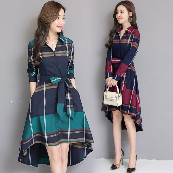 casual dresses spring and summer style plaid dress irregular long lace-up striped long-sleeved, Black;gray
casual dresses spring and summer style plaid dress irregular long lace-up striped long-sleeved, Black;gray