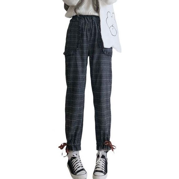 women's pants & capris japan style spring autumn women elastic waist mori girl plaid harem ankle-length dc702, Black;white
women's pants & capris japan style spring autumn women elastic waist mori girl plaid harem ankle-length dc702, Black;white