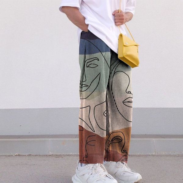 

Autumn hip hop Colorful pants loose mid waist printing long casual men's Patterned trousers, Straight design style 1