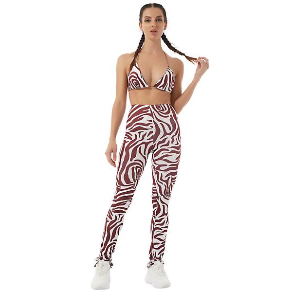 yoga outfit women tracksuit summer suit zebra pattern halter neck straps self tie back open bra and pants set for sport
yoga outfit women tracksuit summer suit zebra pattern halter neck straps self tie back open bra and pants set for sport